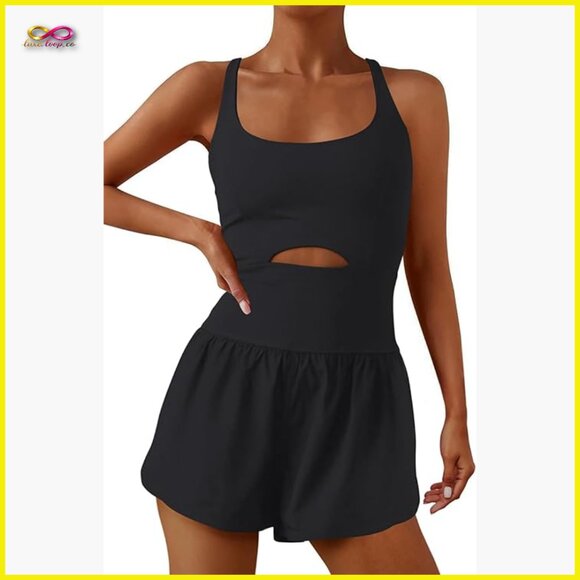 Slim Fit Athletic Romper One Piece Workout Jumpsuit Yoga Gym Exercise Wear